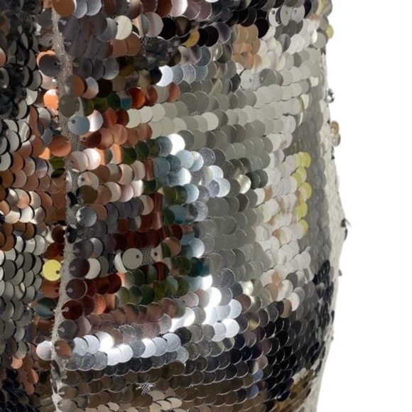 NWOT Stradivarius Silver Sequin Swiftie Metallic Spacecore Prom Mini Dress S - Picture 10 of 12